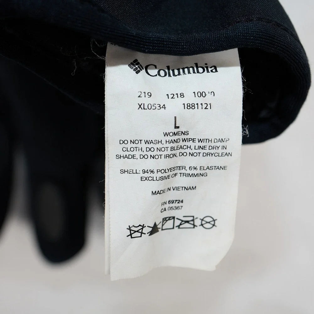 Columbia Womens Black Softshell Fleece Lined Winter Gloves Large XL0534